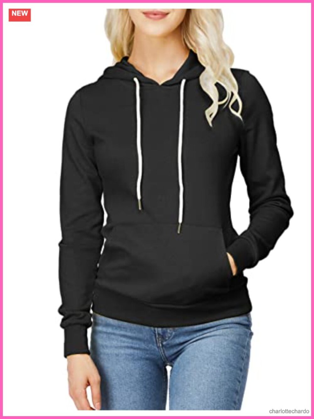 Women's Slim Fit Hoodie Pullover Lightweight Long Sleeve Kangaroo Pocket Cotton